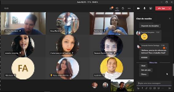 Figura 4: Interface da tela da plataforma Microsoft Teams.